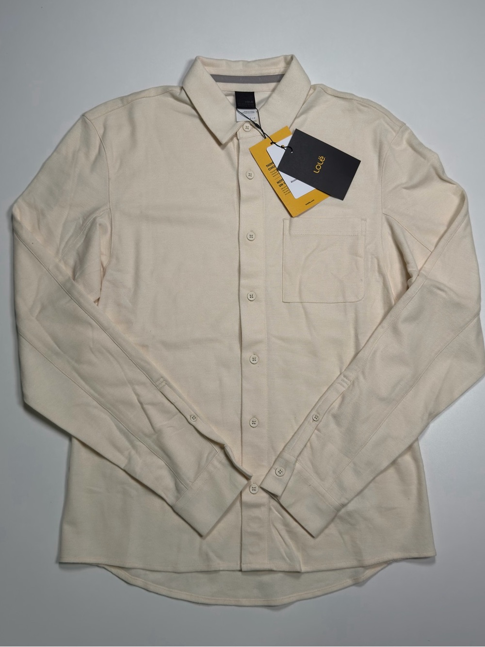 Lole Cream Long Sleeve Button-Down Colin Shirt Mens Small
